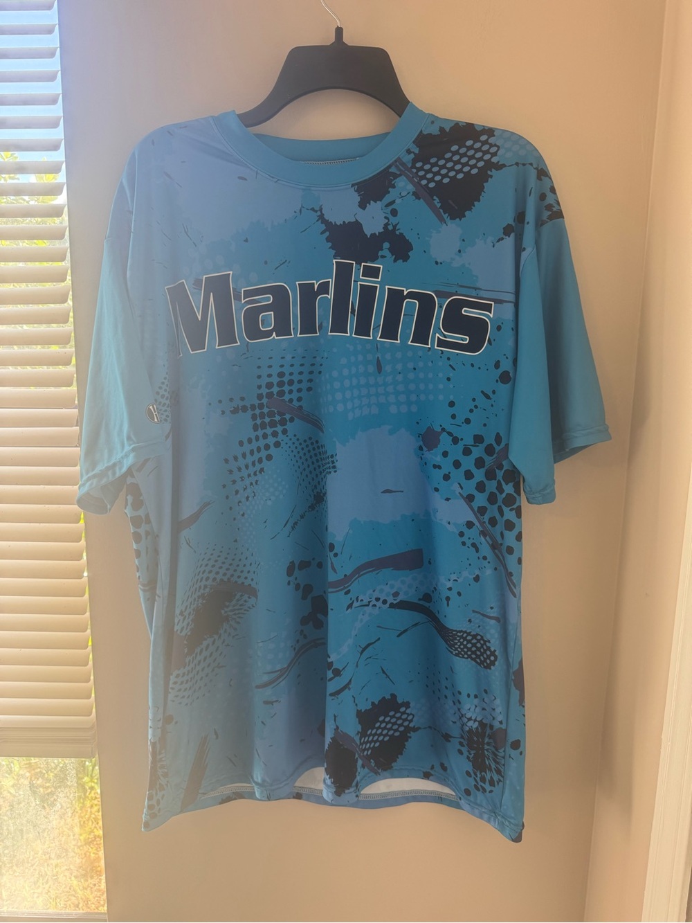 Blue Miami Marlins Aular 7 Graphic Baseball Shirt XL